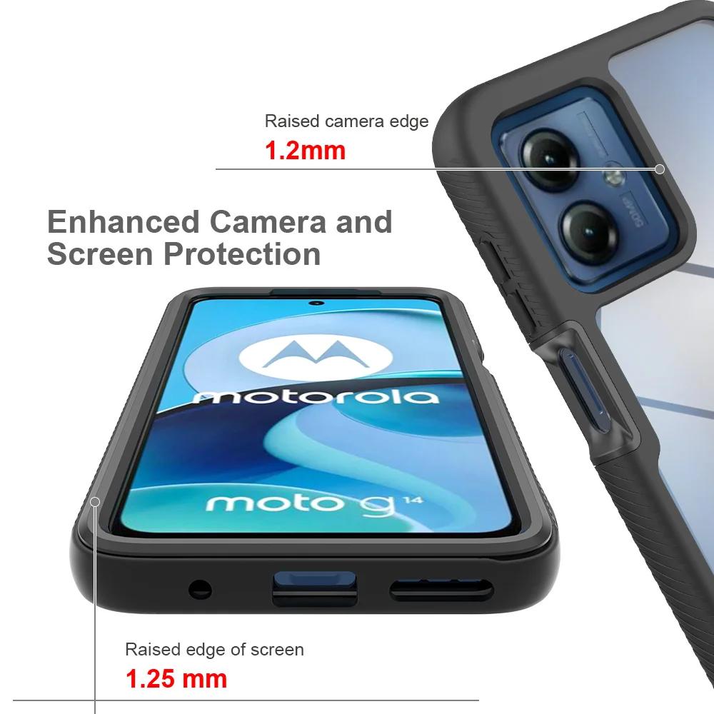 Pansarfodral för Motorola G84 G14 G53 G23 G13 G82 G62 G52 G42 G32 G22 E20 E13 G60S G31 51 71 50 Hard Otter Fodral Box HD Transparent bakre TPU ramskydd