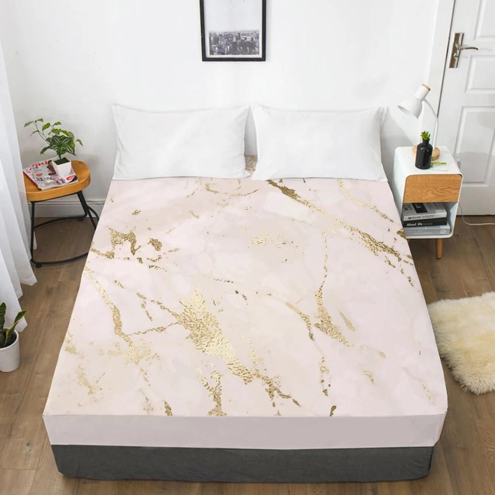 Mattress Cover Fitted Sheets With Elastic Band Bedsheet Bed Sheet Linens 160X200/200X220CM Size 3D Printed Pink plaid