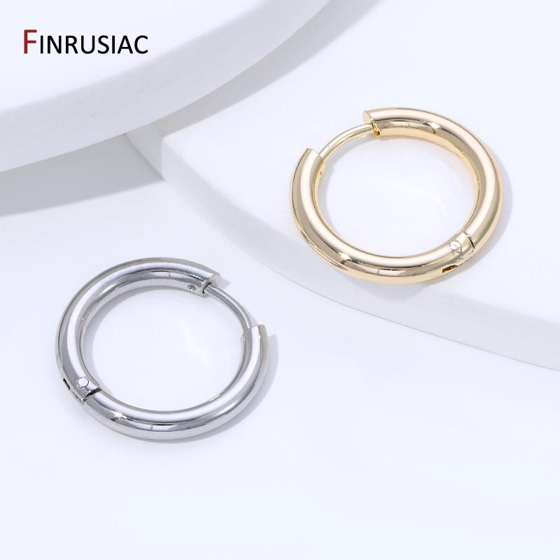 14K Gold Plated Brass Round Hoop Earring For Women Girls Fashion Circle Ring Earrings Wedding Party Gifts