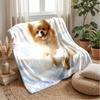 Canine Cloudy Dreamscape Blanket Personalized Name Flannel Blanket Soft Cozy Plush Throw for Sofa Bed Lightweight Home Decor
