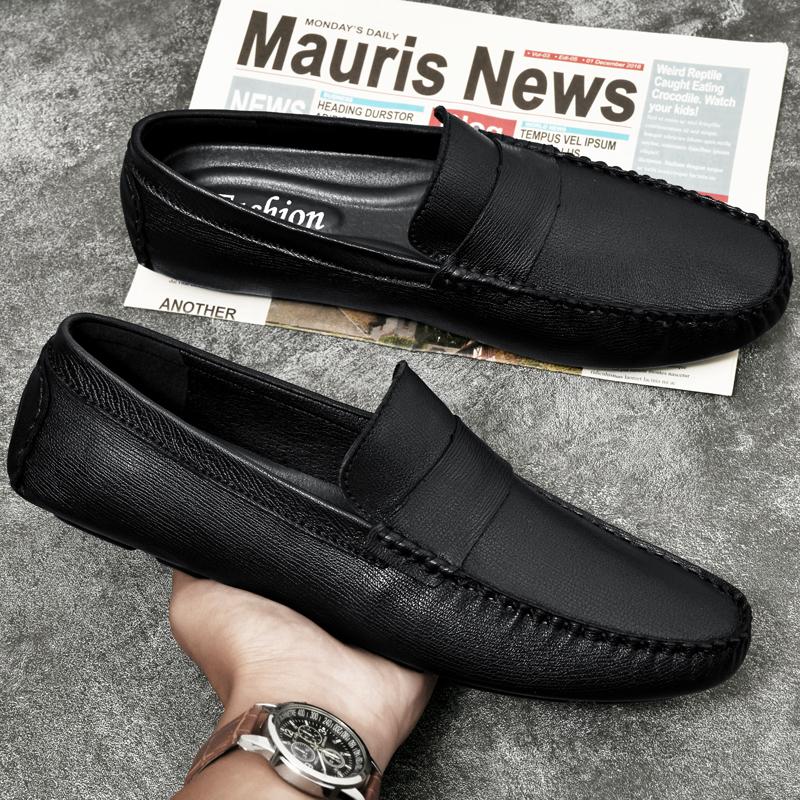 Fashion Genuine Leather Men Shoes Luxury Brand High Quality Formal Casual Mens Loafers Moccasins Soft Slip on Boat Shoes Plus Size 36-45