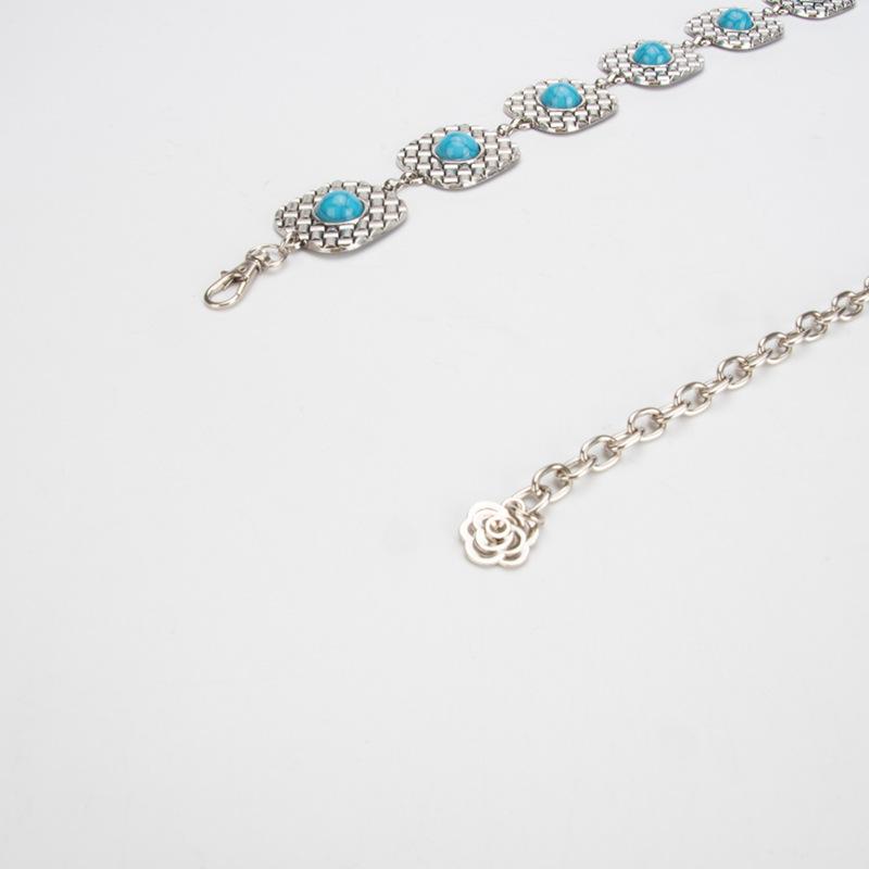 Turquoise Retro Waist Chain Women's Metal Chain Fashionable Personalized Waist Decoration Versatile Dress Belt Women