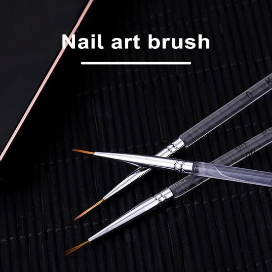 3 Pcs/Set Nail Art Brushes Fine Liner Brush Anti-slip Handle Soft Bristle Portable Lightweight Nail Art Striping Brushes Thin Line Nail Brush Detail