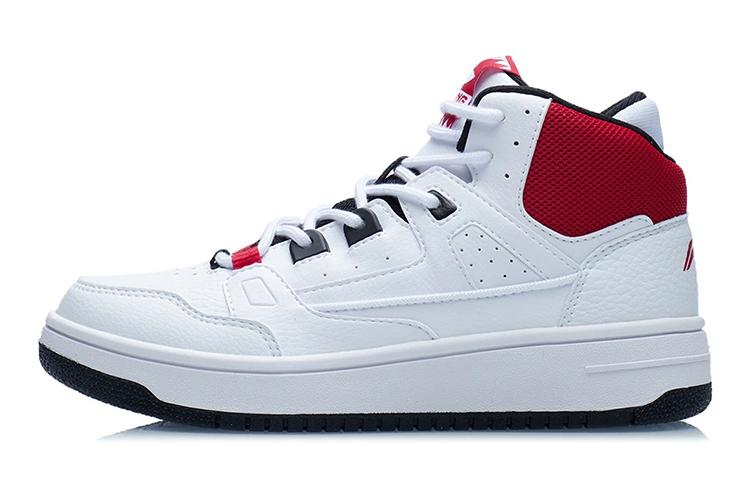 Li Ning YOUNG Hohe Sports Freizeitschuhe Weiß Rot Unisex YKCR228-3