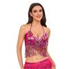 Belly Dance Costume for Women Belly Dancing Glitter Bra Tops Sequins Fringes Tassels Halter Tops for Stage Performances
