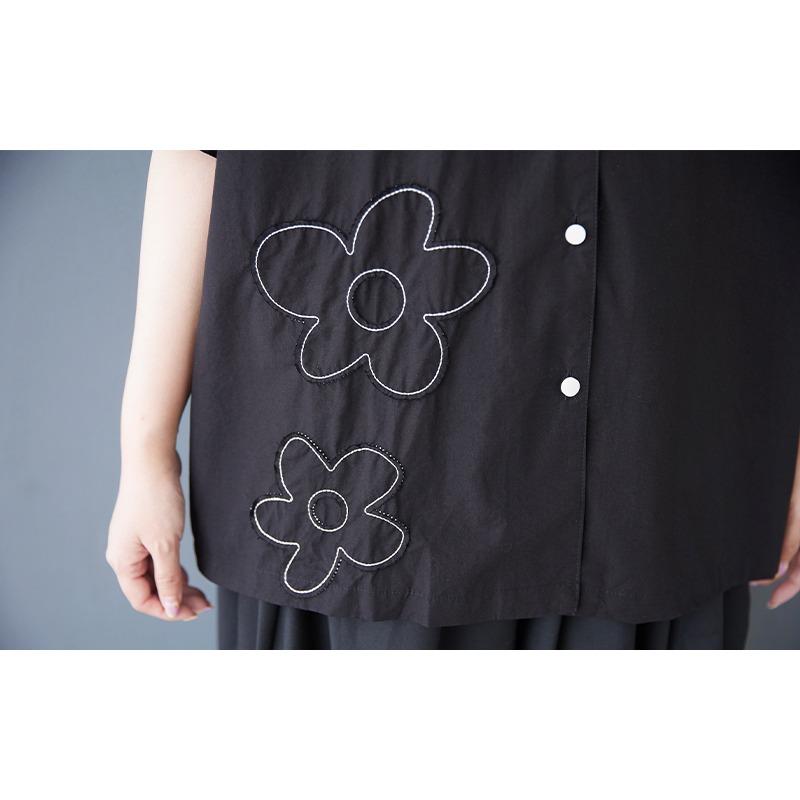 DIMANAF 2025 Plus Size New Summer Blouse Short Sleeve Vintage Flower Printing Casual Women Loose Tops Buttons Shirts