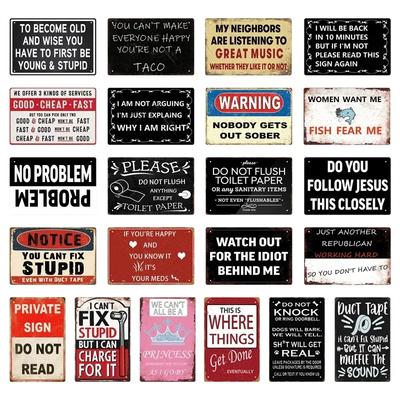 Humorvoller Brief Metall Vintage Plakette Retro Schild Inspirierendes Zitat Toilette Blechschild Warnslogan Zuhause Büro Bar 8X12Zoll Dekor