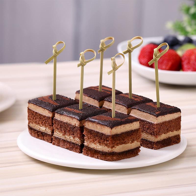 100Pcs Bamboo Skewers Barbeque Bar Tool Kitchen Cocktail Picks Disposable Bamboo Knot Skewers Fruit Forks Stick For Home Party