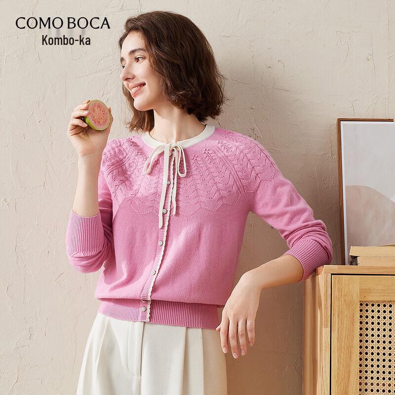 Kemeng Boka Women's High-End Cashmere Round Neck Cable Knit Cardigan