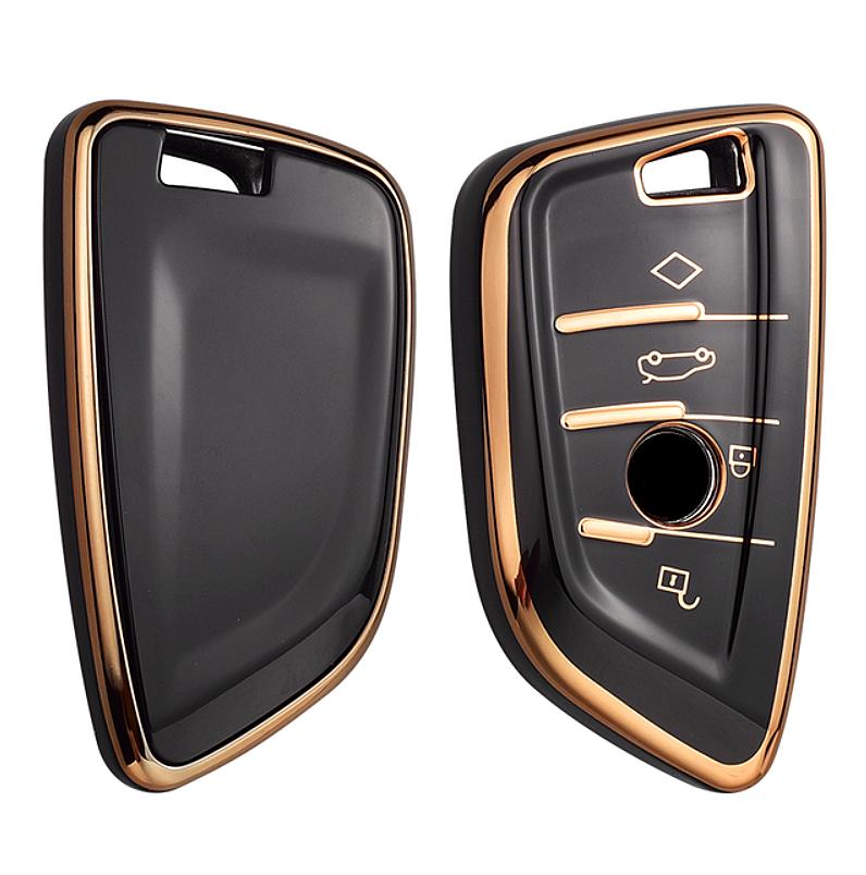 Étui en TPU pour clé de voiture, Style bord doré, coque Fob pour BMW X3 X5 X6 F30 F34 F10 F20 G20 G30 G01 G02 G05 F15 F16 série 1 3 5 7