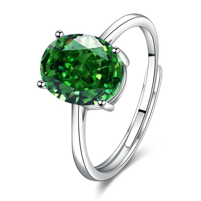 Grote ovale stenen sieradenset vrouwen 925 sterling zilveren ring meisjes bruids bruiloft vingeraccessoires eivormige kristallen ring dame
