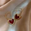 Trendy Wine Red Heart Dangle Earrings for Women - Korean Style, Simple & Elegant