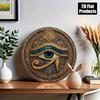 Oog van Horus Muurkunst Egyptische Plaquette Metaalachtig Petrolblauw Goud Decor