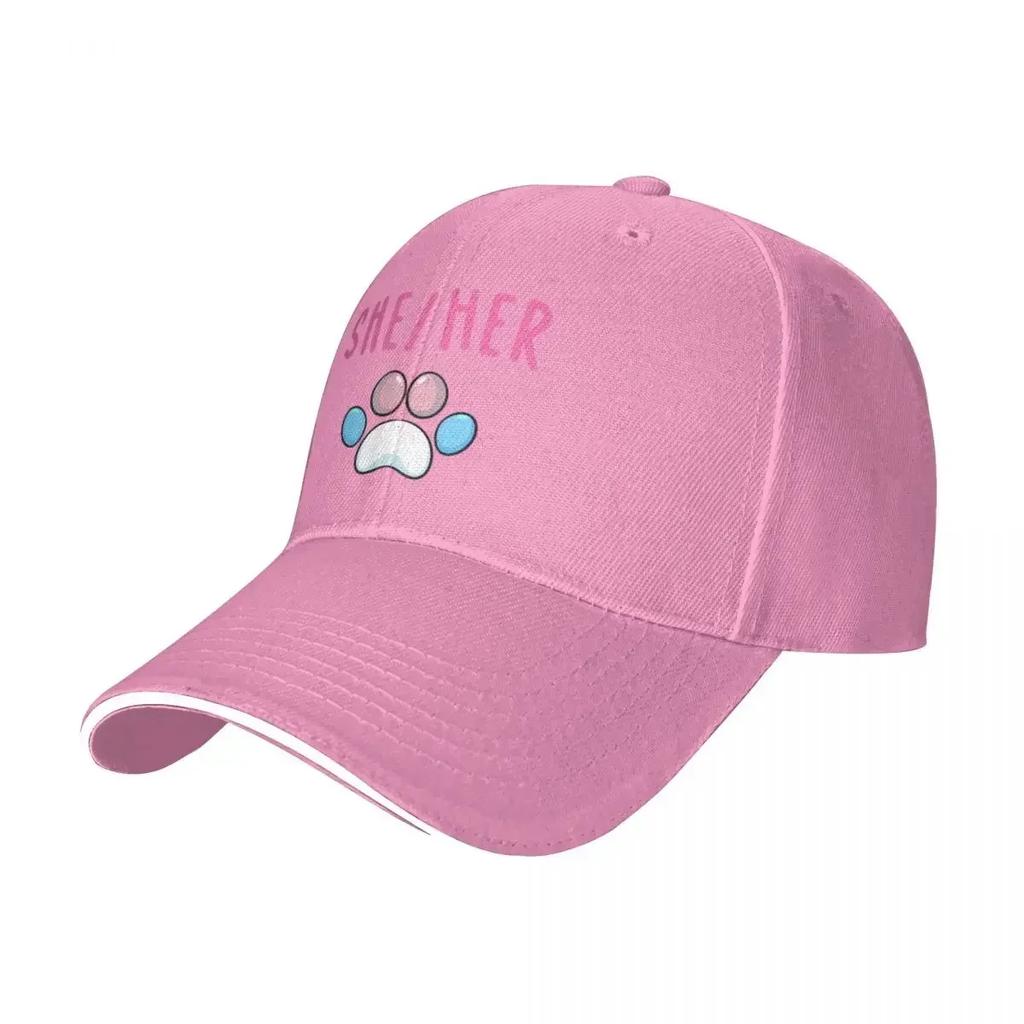 SheHer Pronouns Trans Pawprint Baseball Cap Winter hat Luxury Hat Womens Unisexs