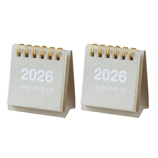 2 Stuks Mini Bureaukalender Okt. 2025-Dec. 2026 14 Maandelijkse Planner Bureau Klein Staand Klapkalender met Dubbele Spiraalbinding voor Thuis Kantoor