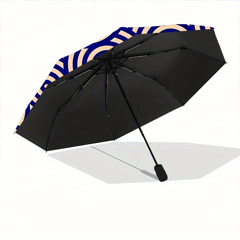 1pc Concentric Circles Automatic Open/Close Umbrella, Umbrella with Cartoon Design, Portable Compact Umbrella for Men & Women, Good Holiday