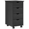 Mobile Storage Cabinet In Grey 34 X 39 X 65.5 Cm Solid Pine Wood