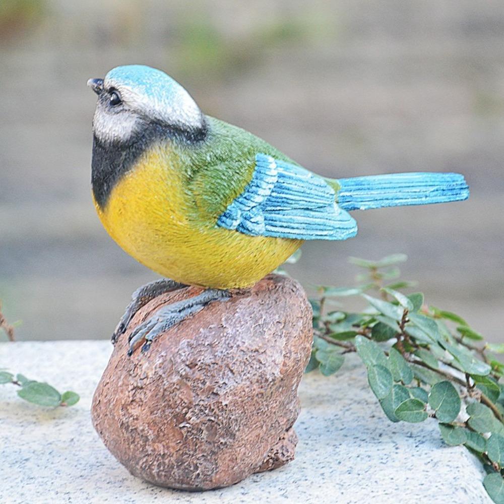 Bird Sculptures Cute Miniature Bird Figurine Resin Vintage Small Animal Model Handmade Bird Statue Home Balcony Decoration