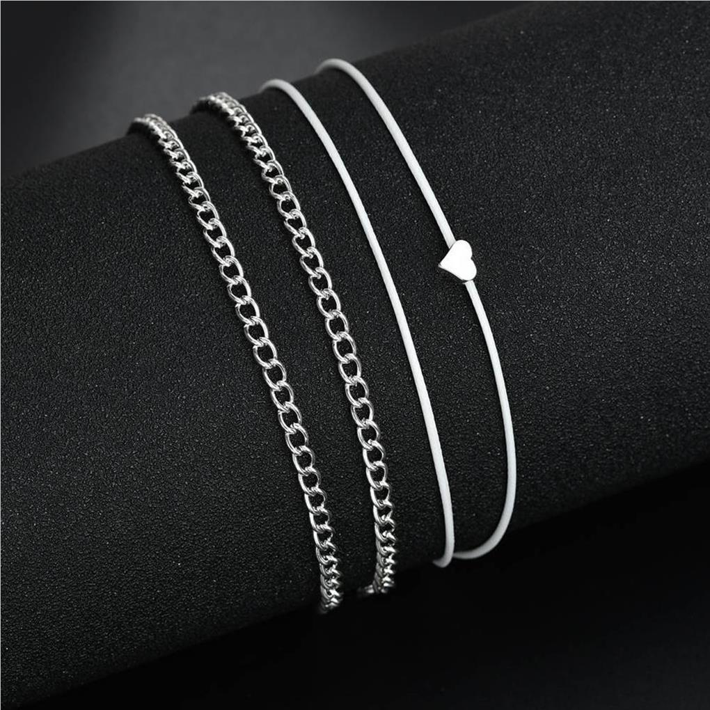 Beach Ankle Bracelets Wear-resistant Vintage Anklets Chain Silver Double-Layered Ankle Chains Foot Jewelry Pendant for Women
