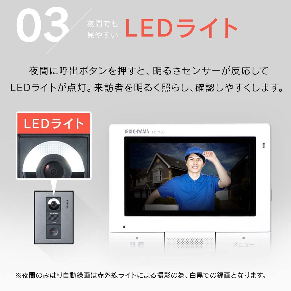 IRIS OHYAMA Video Door Phone TD-SM3010-WSH White/Gunmetallic