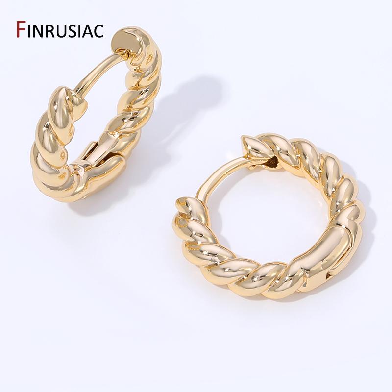 14K Gold Plated Brass Round Hoop Earring For Women Girls Fashion Circle Ring Earrings Wedding Party Gifts