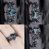 2025 New Fashion Black Sea Blue Diamond Ring for Women Elegant Stylish Zircon Accessory