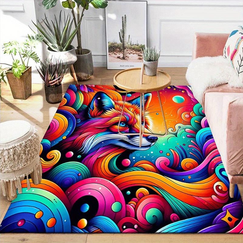 1pc Evil Fox Design Area Rug - Soft, Anti-Slip, and Durable Gaming Room Decor for Bedroom