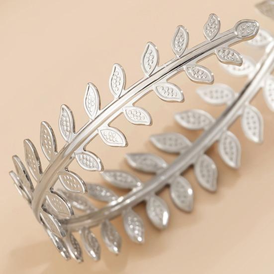Yousheng Cuff Bracelet Vintage Punk Geometric Electroplating Adjustable Opening Decorative Gift Women Girl Metal Feather Leaf Upper Arm Bangle Armband