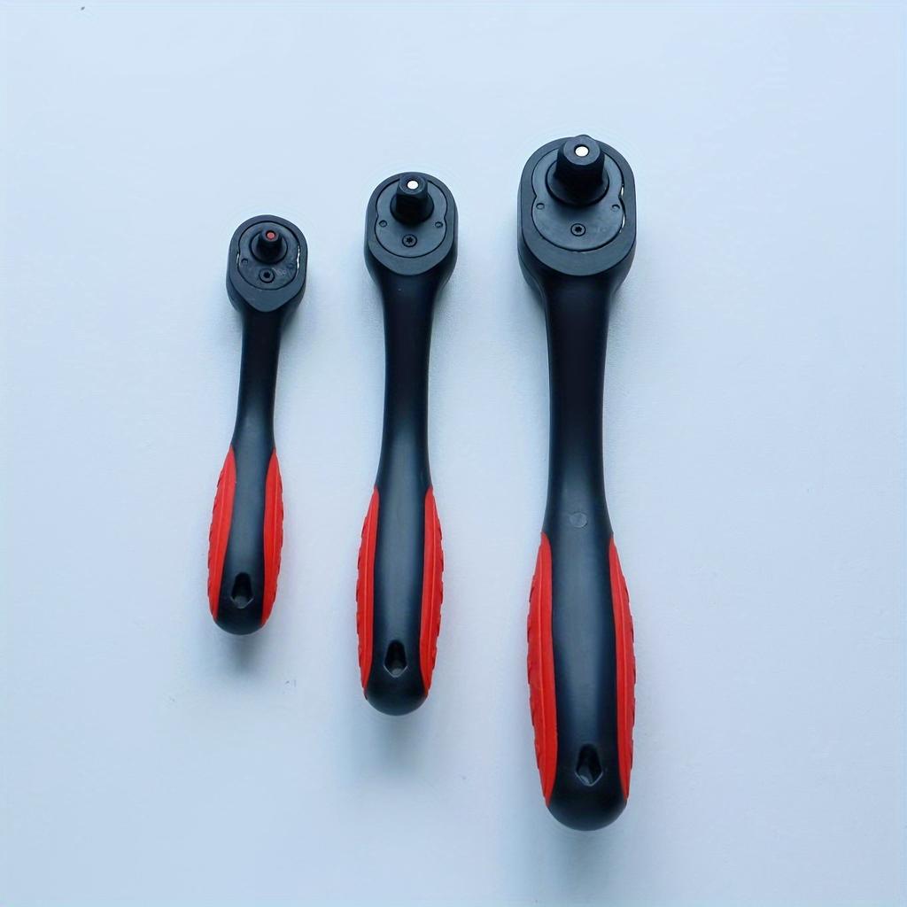 Set of 3-piece 72-tooth compound ratchet wrench set, full composite housing in chrome vanadium steel, chrome handle, quick loading