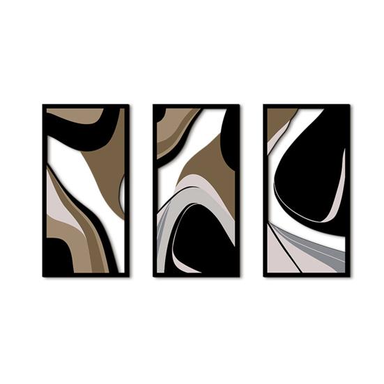 3 stuks boho houten wanddecoratie, minimalistische planten, geometrische, uitgeholde hangende ornamenten, abstracte wandsculpturen voor thuis, woonkamer, slaapkamer, keuken