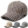 Unisex Plaid Wool Blend Baseball Cap Winter Warm Outdoor Sun Shade Hat