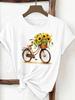 (Asian Size) Watercolor Flower Style Woman Top Fashion Women Clothing T Shirt Female Short Sleeve Graphic T-shirts Print Tee