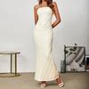 Knitted Tube Top Dress, European and American Sexy Backless Three-dimensional Lace Long Fishtail Dress