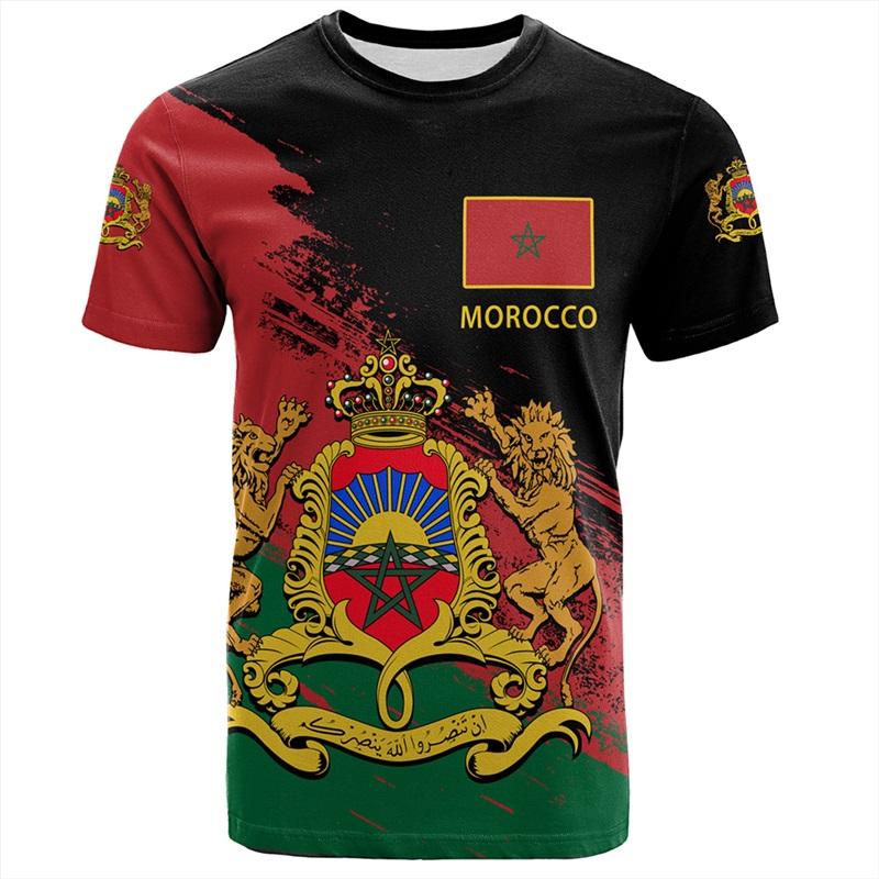 Camiseta con Bandera Marroquí Impresa en 3D para Hombre Casual Nueva Camisetas de Manga Corta Oversize Ropa Camisetas para Hombre Camiseta Deportiva