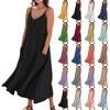 Damen Sommerkleid Lässig Locker Lange Strandurlaub Kleider