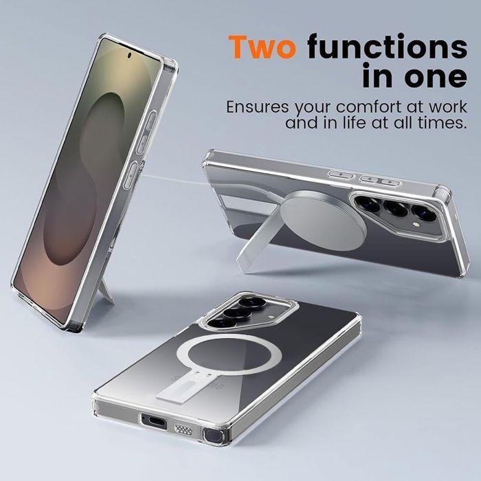 Coque de protection - BOOLING - pour Samsung Galaxy S25 - Silicone Antichoc - Transparent - Support Magnétique