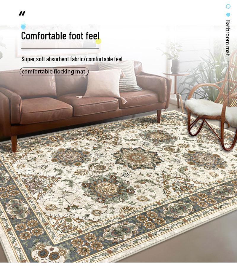 Elegant Gold Diamond Velvet Non-Slip Carpet for Living Room, Bedroom, Study, and Coffee Table Areas