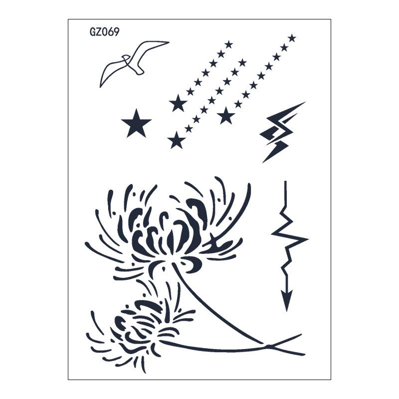 Beauty Stickers Plain Flowers Herbal Tattoo Stickers Waterproof Anime Cartoon Geometry Lasting Juice Tattoo Stickers