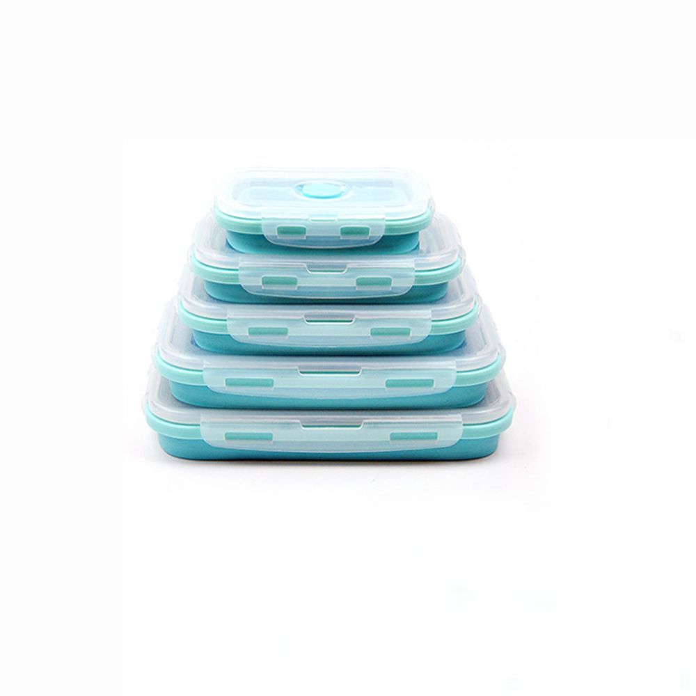 & Living Household Kitchen Silicone Food Container Folding Lunchbox Picnic Boxes Collapsible Bowl