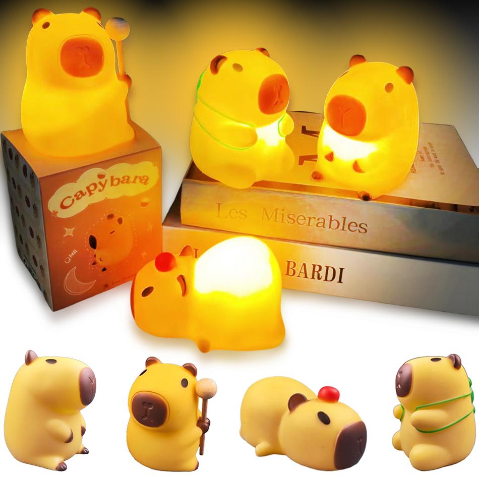 Çoklu Karikatür Capybara gece lambası size rahat bir uyku atmosferi sunar, Çocuk Odası Dekorasyonu için iyi bir gece Lambası