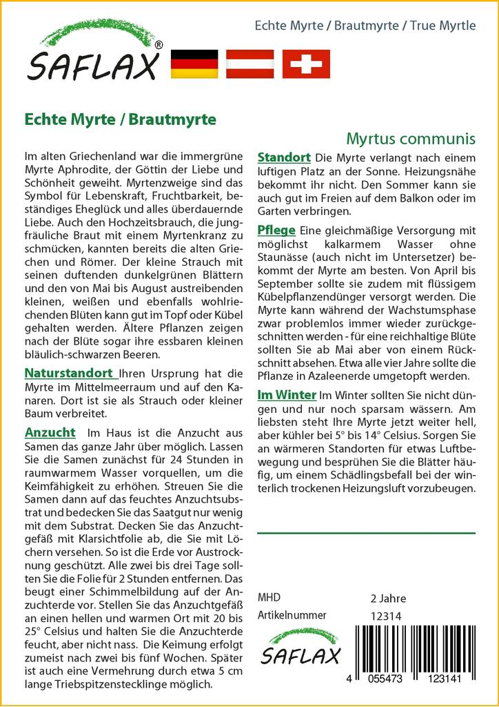 SAFLAX Мирт справжній - 30 насінин - Myrtus communis
