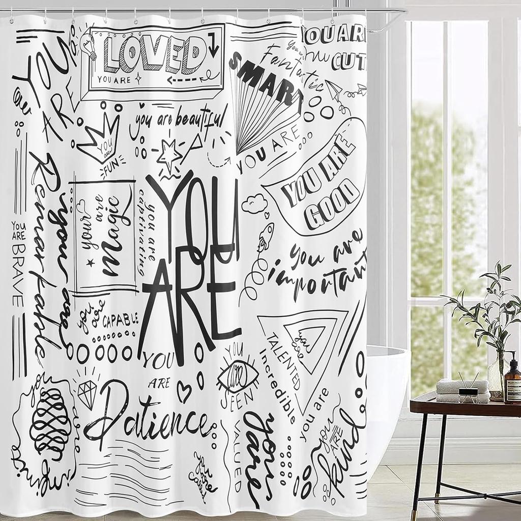 Black And White Shower Curtain Inspirational Art Deco Bathroom Fun Shower Curtain With 12 Hooks 180X180Cm