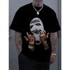 Herr Svart Tecknad Tryck 3D T-shirt Kortärmad Rundhalsad T-shirt Vintage Polyester Andningsbar Sport Casual Stor Storlek T-shirts Herr