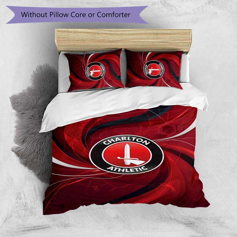 Charlton Athletic FC Printed 3PCS Bedding Set Breathable Duvet Cover with Pillowcases Decorative Bed Linen for Bedroom Home