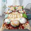 Kids Cute Rabbit Duvet Cover,Happy Easter Floral Bedding Set Twin King For Boys Girls,Lovely Animal Bunny Girly Comforter Cover