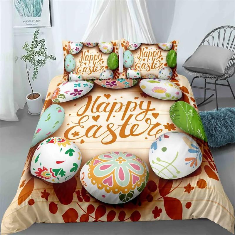 Kids Cute Rabbit Duvet Cover,Happy Easter Floral Bedding Set Twin King For Boys Girls,Lovely Animal Bunny Girly Comforter Cover
