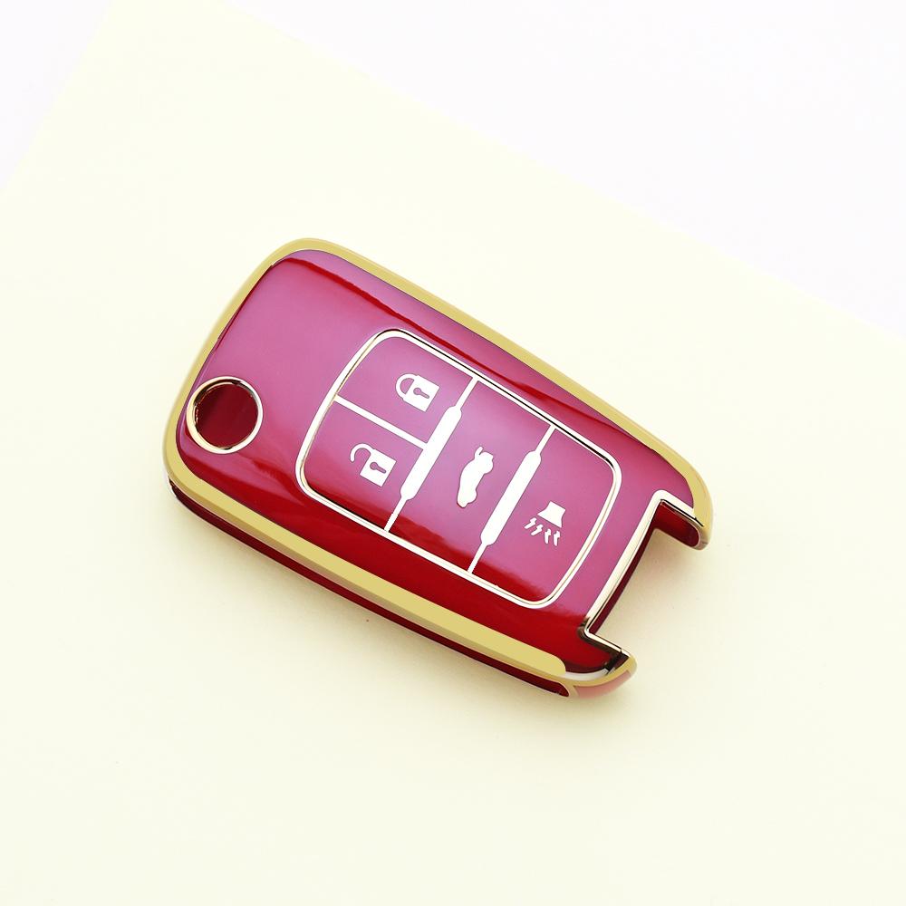 Gold Edge Tpu Car Key Case Cover Keyless Shell Fob Bag For Chevy Equinox Malibu Sonic Gmc Terrai Chevrolet Impala Camaro Cruze