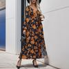 Spring Autumn Women's Long Sleeve V Neck Printed Dress