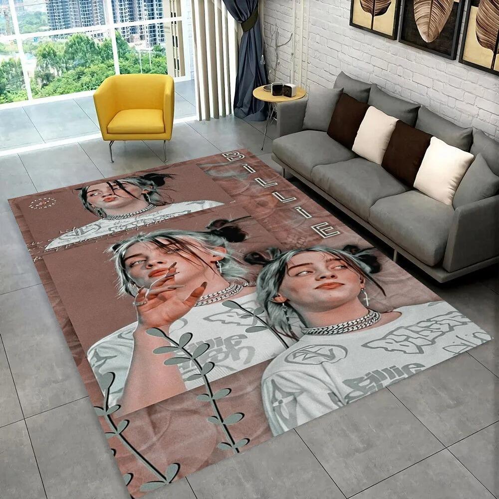 Fashion Billie Eilish Singer Star Carpet Rug for Playroom Bedroom Living Room Sofa Home Decor Kids Area Rug Non-slip Floor Mat