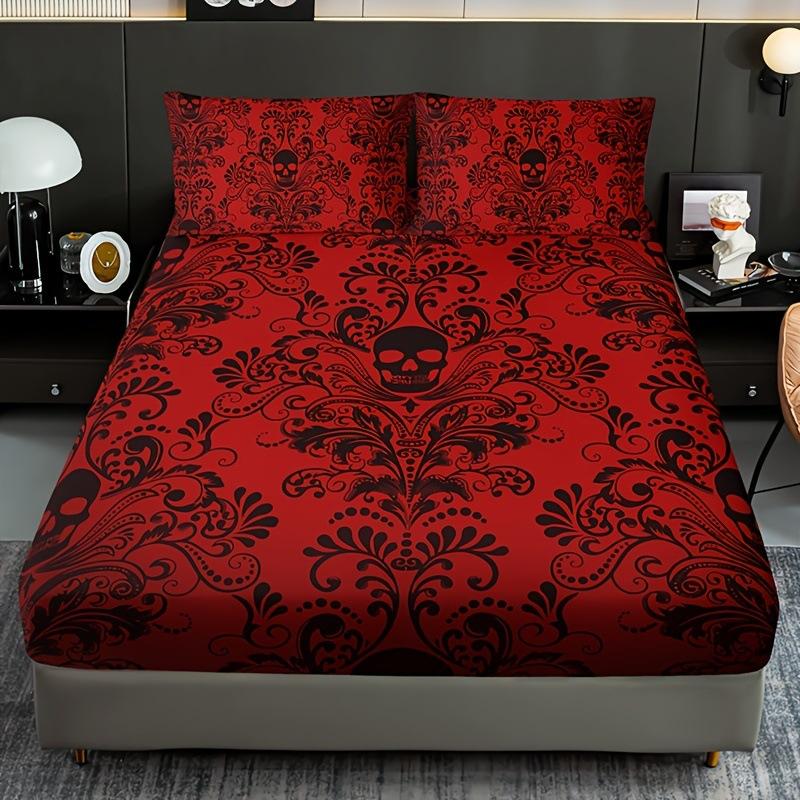 Skull Flower Pattern Bed Hat Three-Piece Digital Printing Bedding Bed Hat Three-Piece Set Children And Adults
